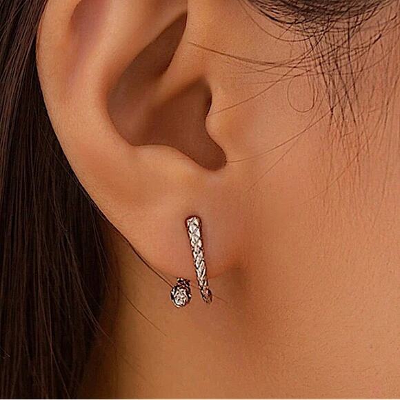 Silver Snake Earrings Creative Design Trendy - Picture 2 of 4